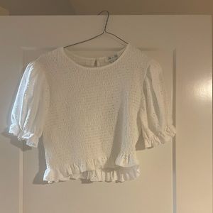 White eyelet crop top